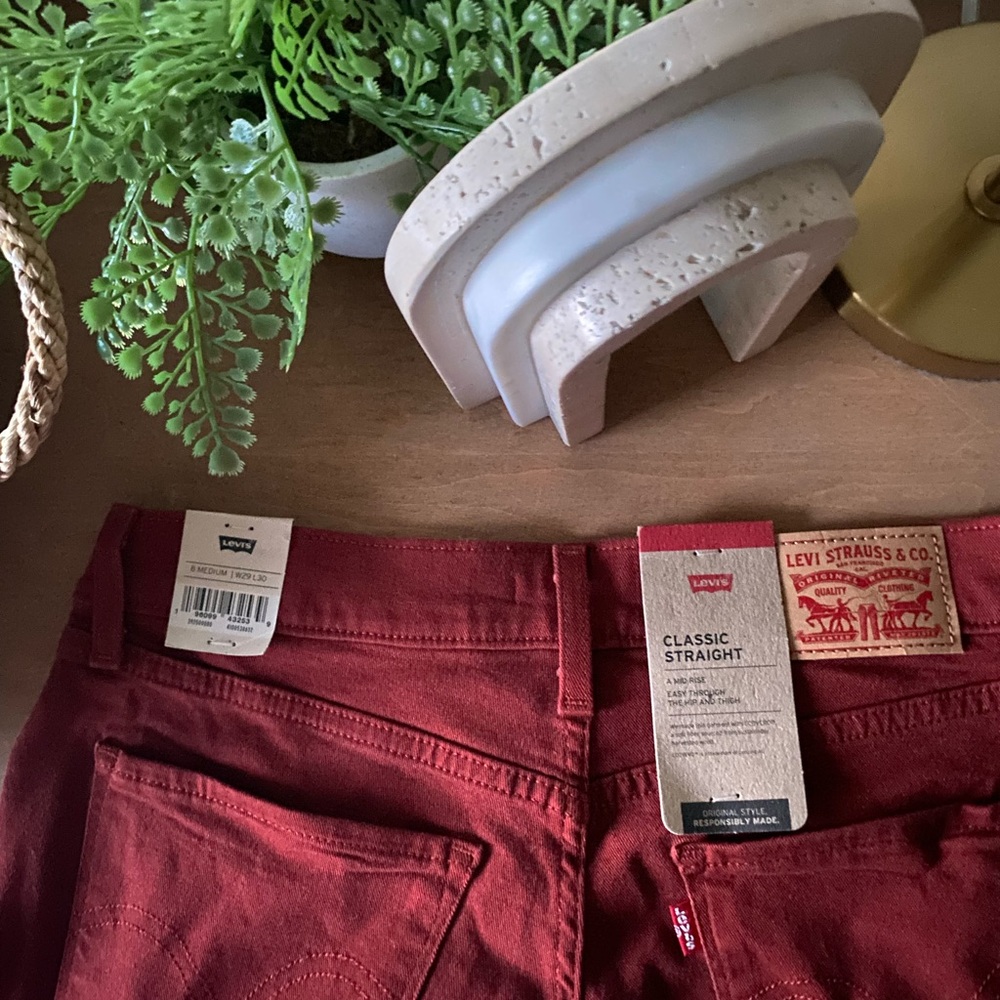 Levi's Red Straight Leg Jeans New with Tags